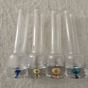 Set of Four Clear Glass Vases with Colored Accents
